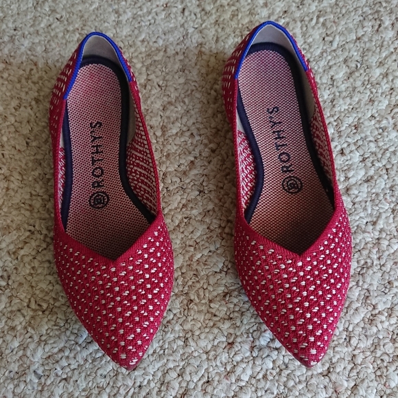 Rothy's The Point Red Apple Honeycomb Knit Flats size 9 - Picture 7 of 12